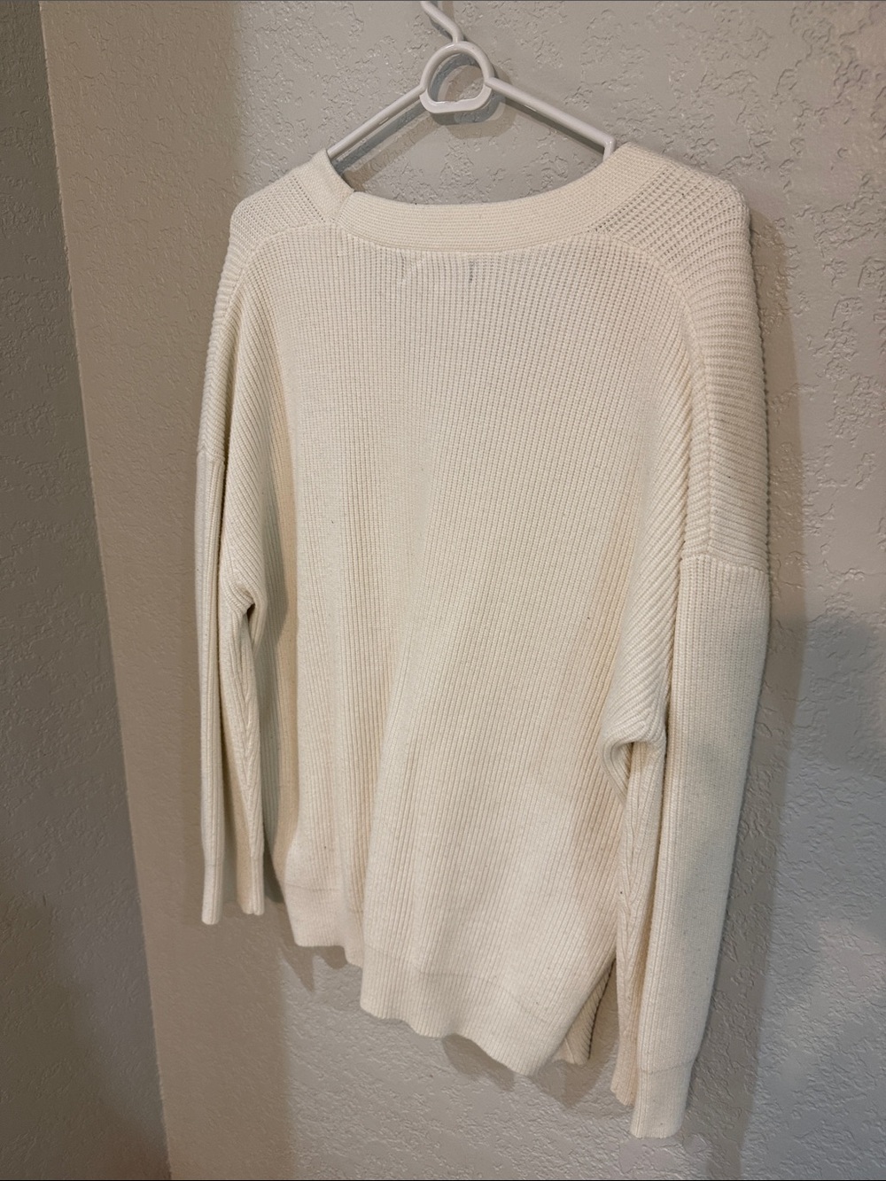 Cream V-Neck Button Ribbed Cardigan - Picture 5 of 5